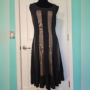 Studio Connection Black and Tan Sheer Dress Women's Size 6